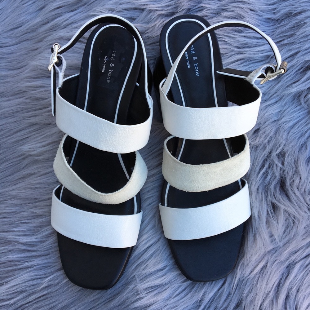 Rag & bone White Black Lucite heel Strappy Heels - Picture 2 of 5